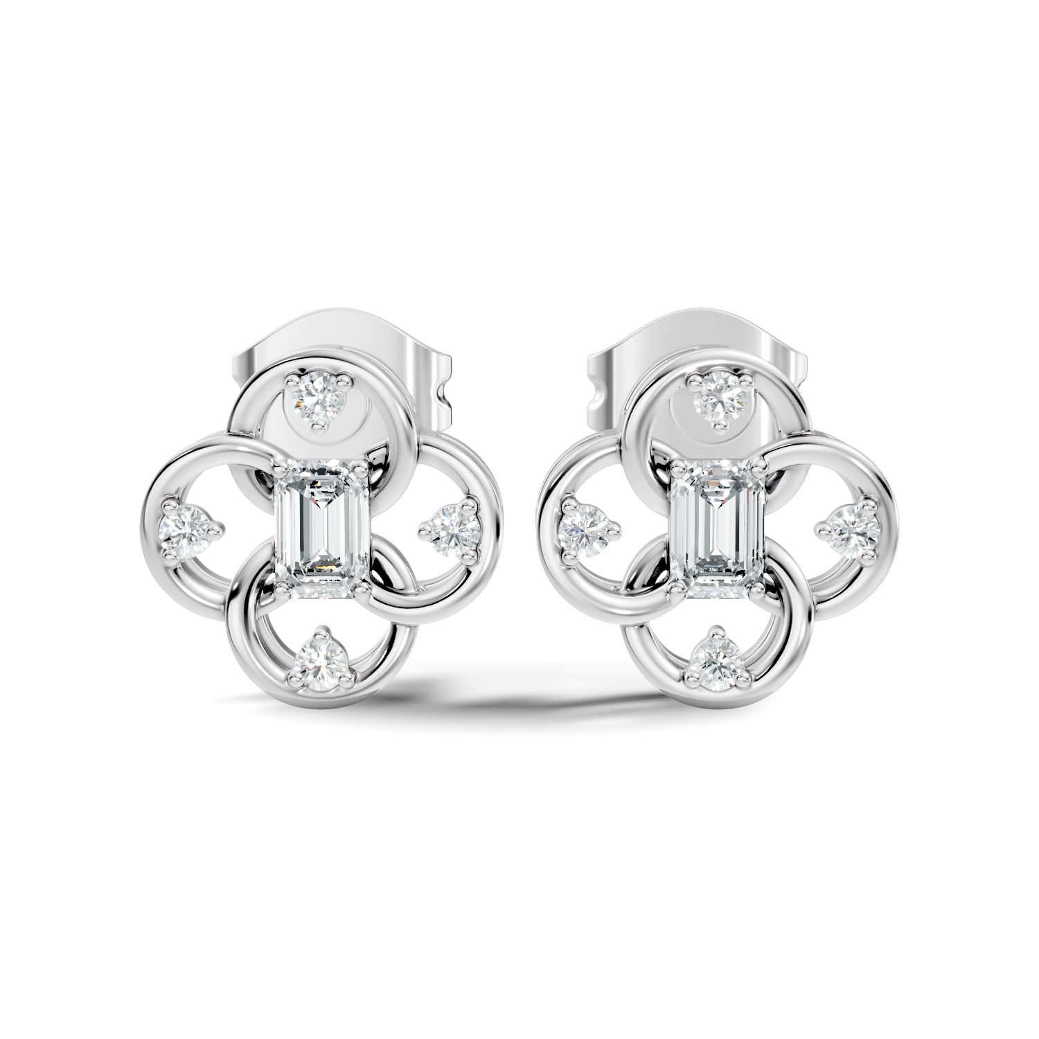 Gold Petal Swirl Emerald Lab Grown Diamond Flira Earring