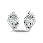 Gold 2Ct Swirl Petal Leaf Marquise Lab Grown Diamond Helix Earring