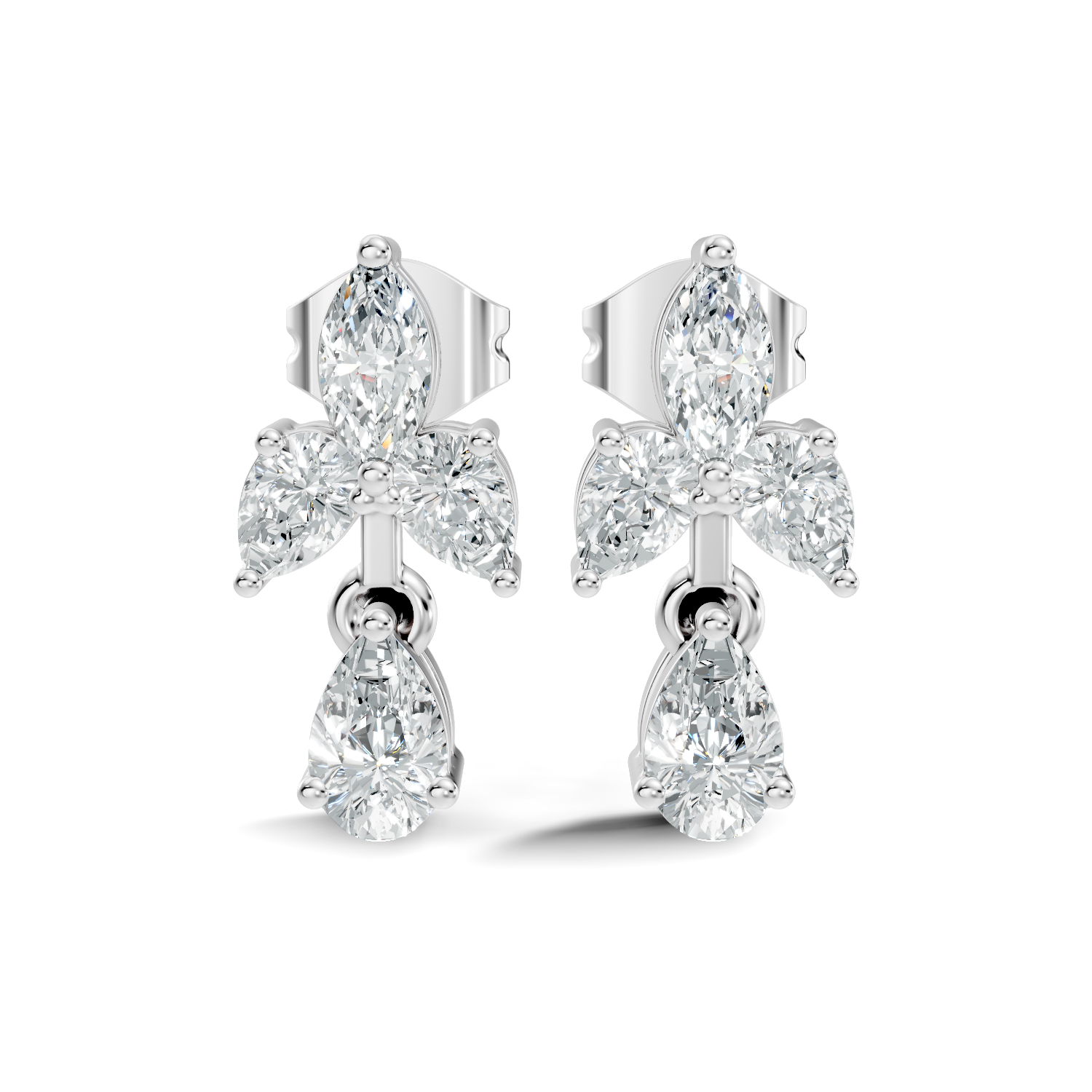 Gold Floral Drop Design Marquise Lab Grown Diamond Arvex Earring