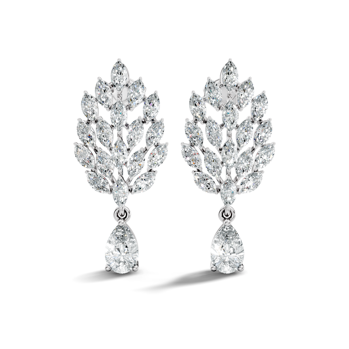 Gold 2Ct Marquise Petal Cluster Lab Grown Diamond Loryx Earring