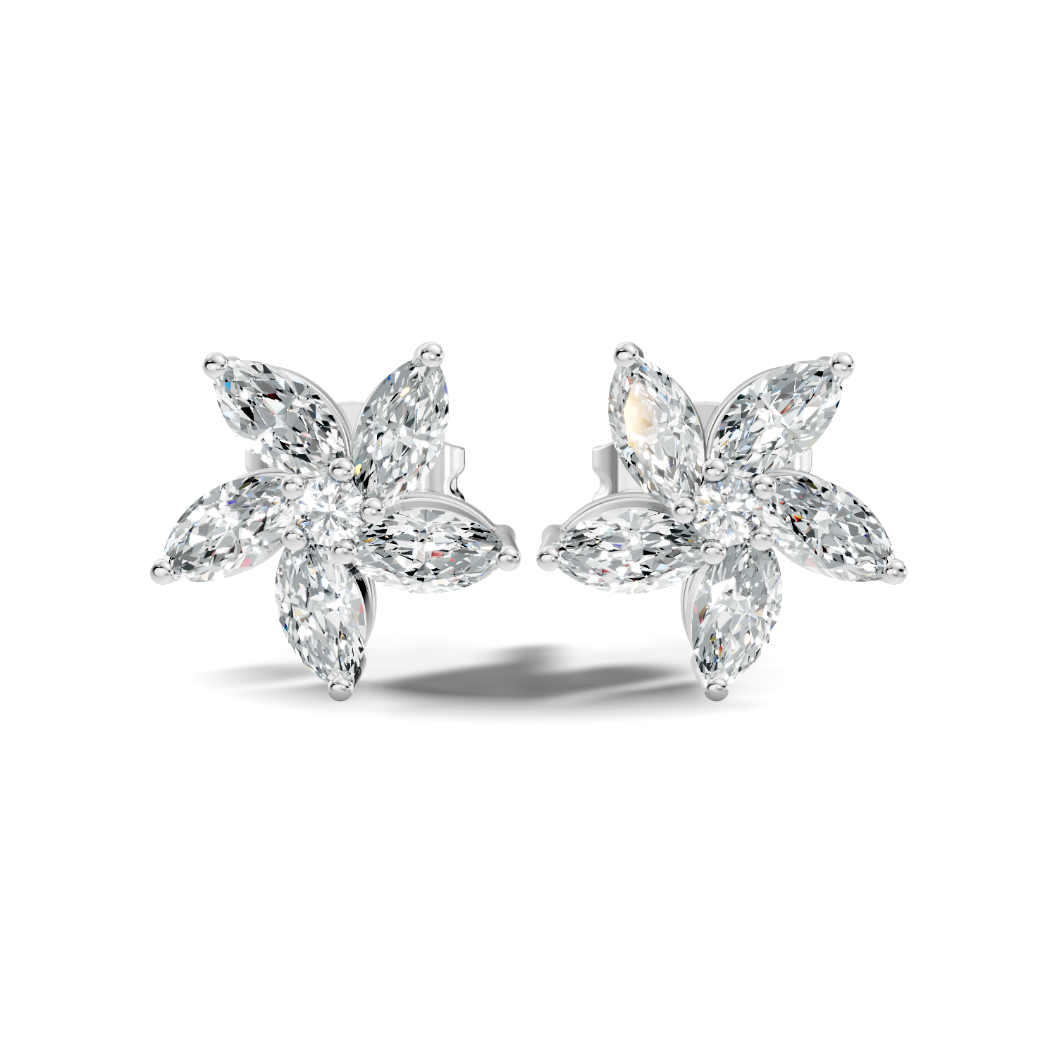 Gold Floral Petal Design Marquise Lab Grown Diamond Elzor Earring