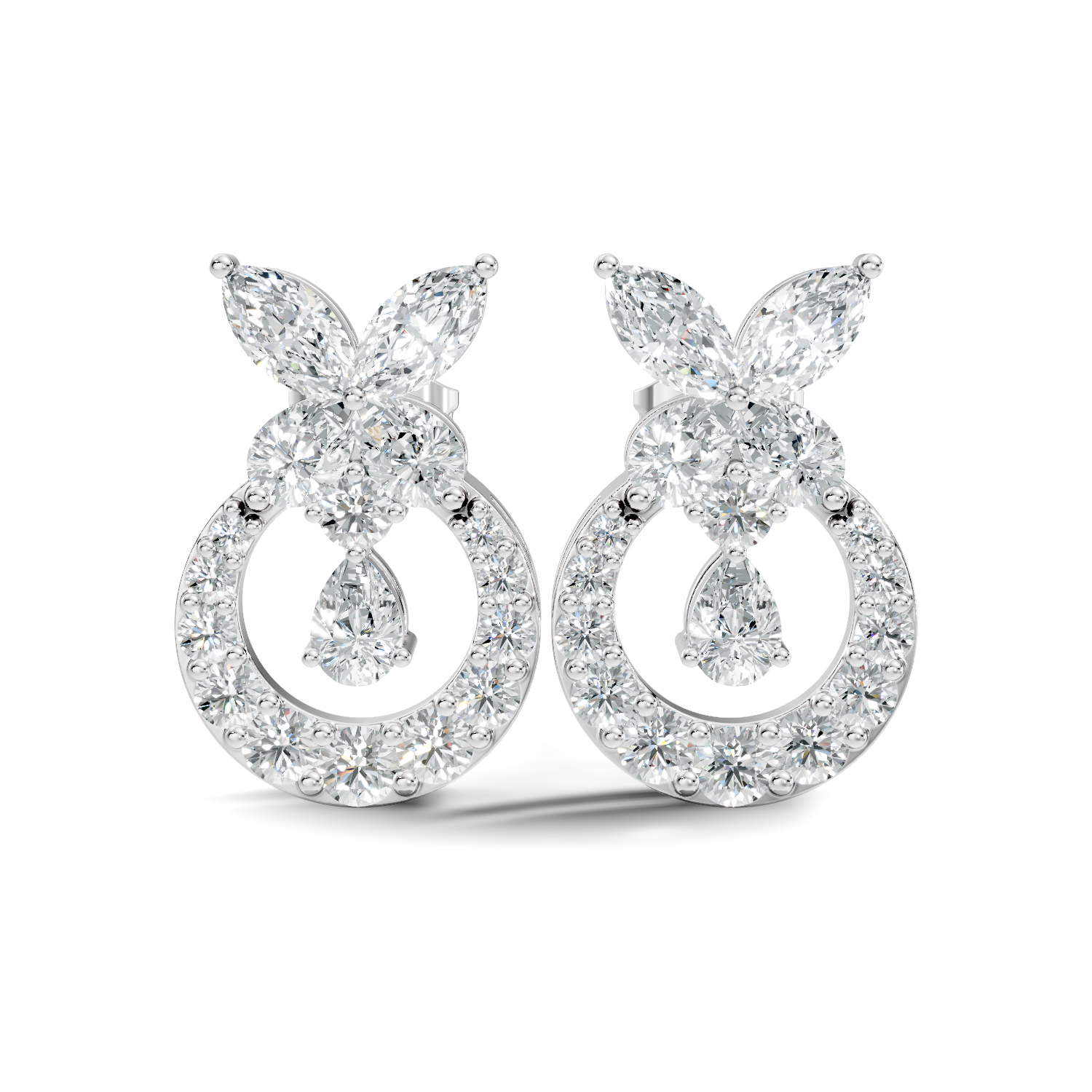 Gold 1Ct Swirl Halo Drop Design Pear Lab Grown Diamond Wylin Earring