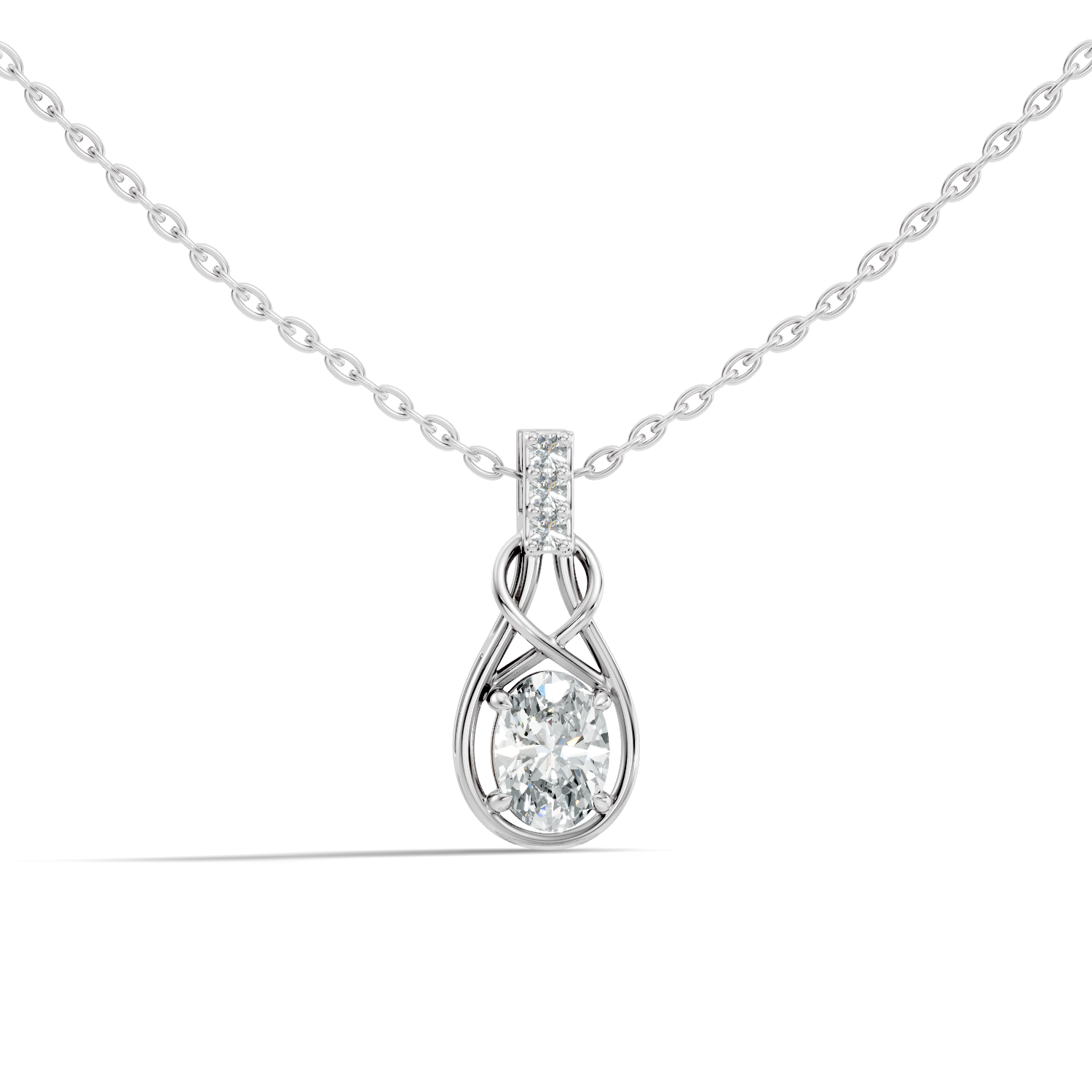 Gold Solitaire Drop Oval Lab Grown Diamond Noira Pendant