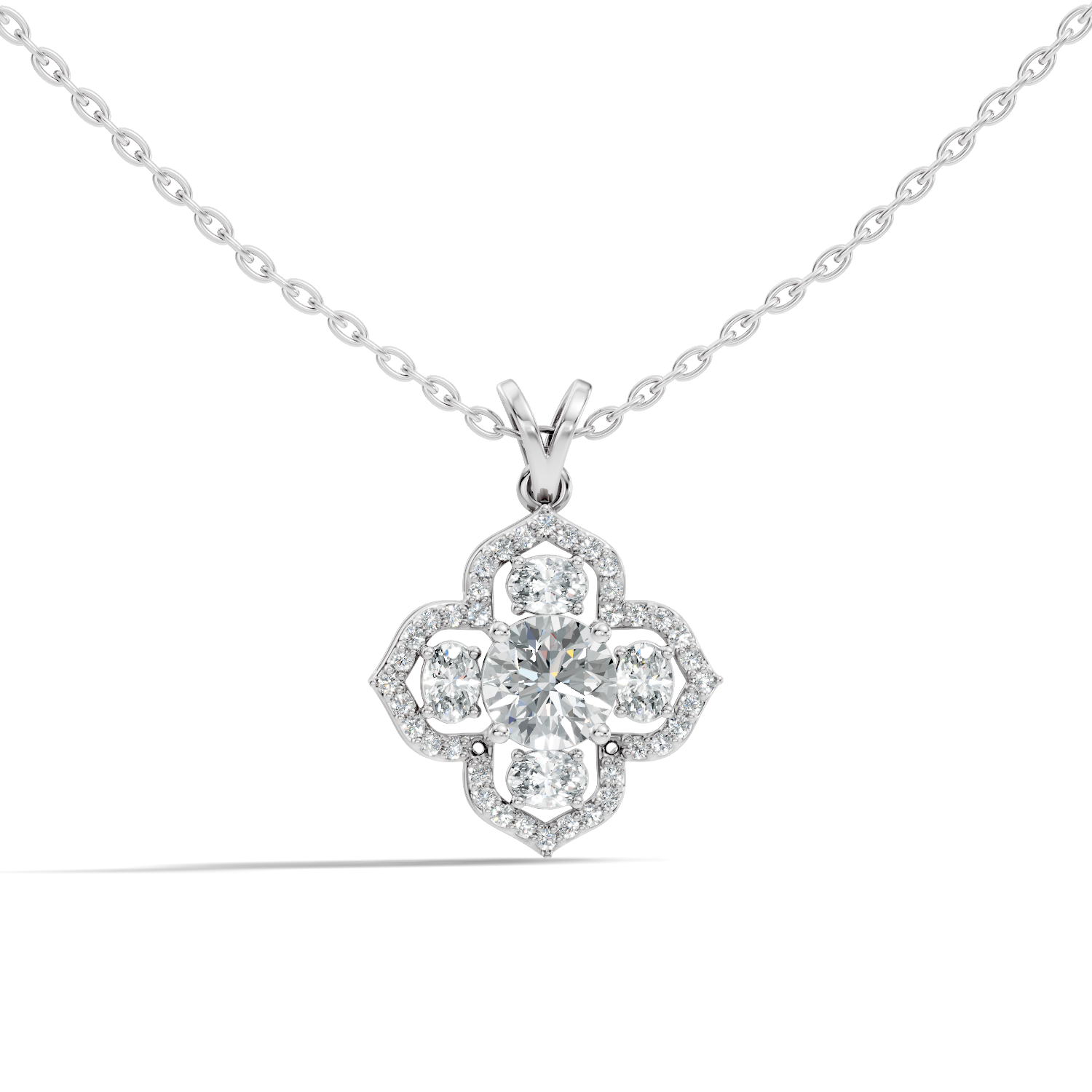 Gold 1Ct Halo Round Lab Grown Diamond Zirex Pendant