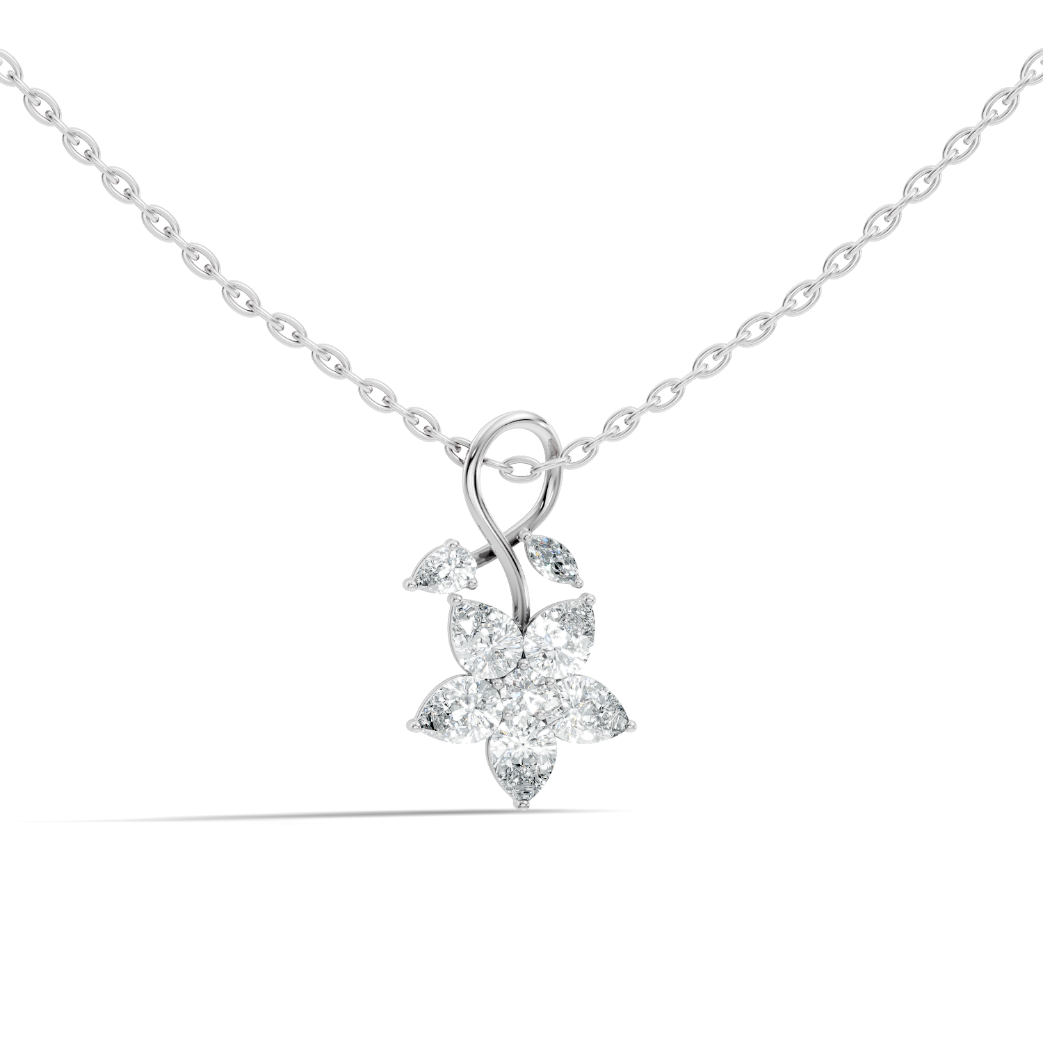 Gold Floral Drop Pear Lab Grown Diamond Isvya Pendant