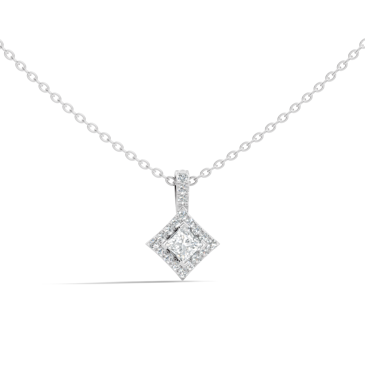 Gold Halo Setting Princess Lab Grown Diamond Arlyn Pendant