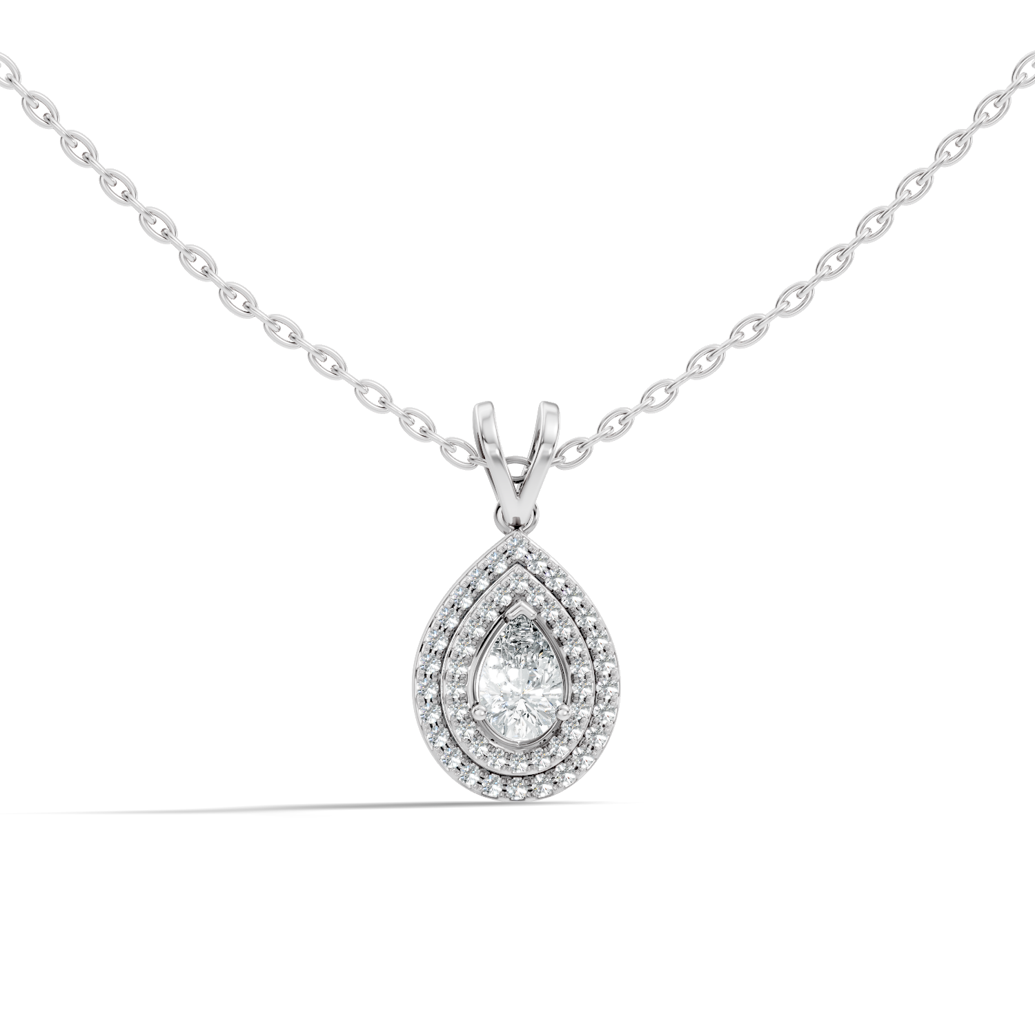 Gold Double Halo Pear Lab Grown Diamond Lyxen Pendant