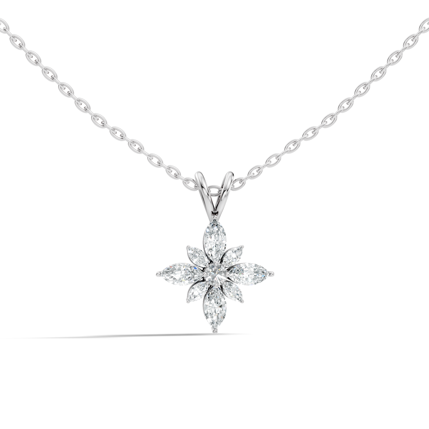 Gold Floral Marquise Lab Grown Diamond Sivra Pendant