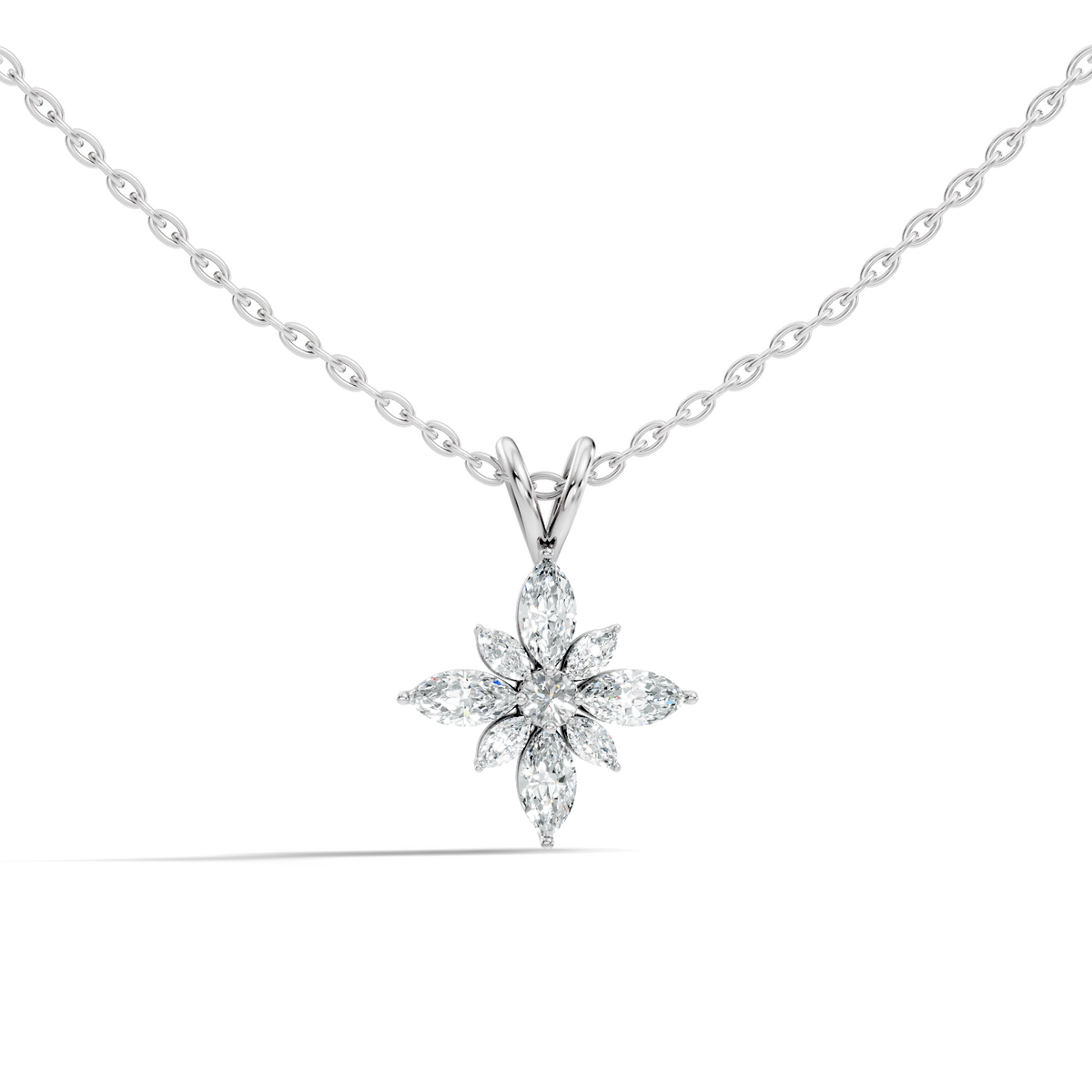 Gold Floral Marquise Lab Grown Diamond Sivra Pendant