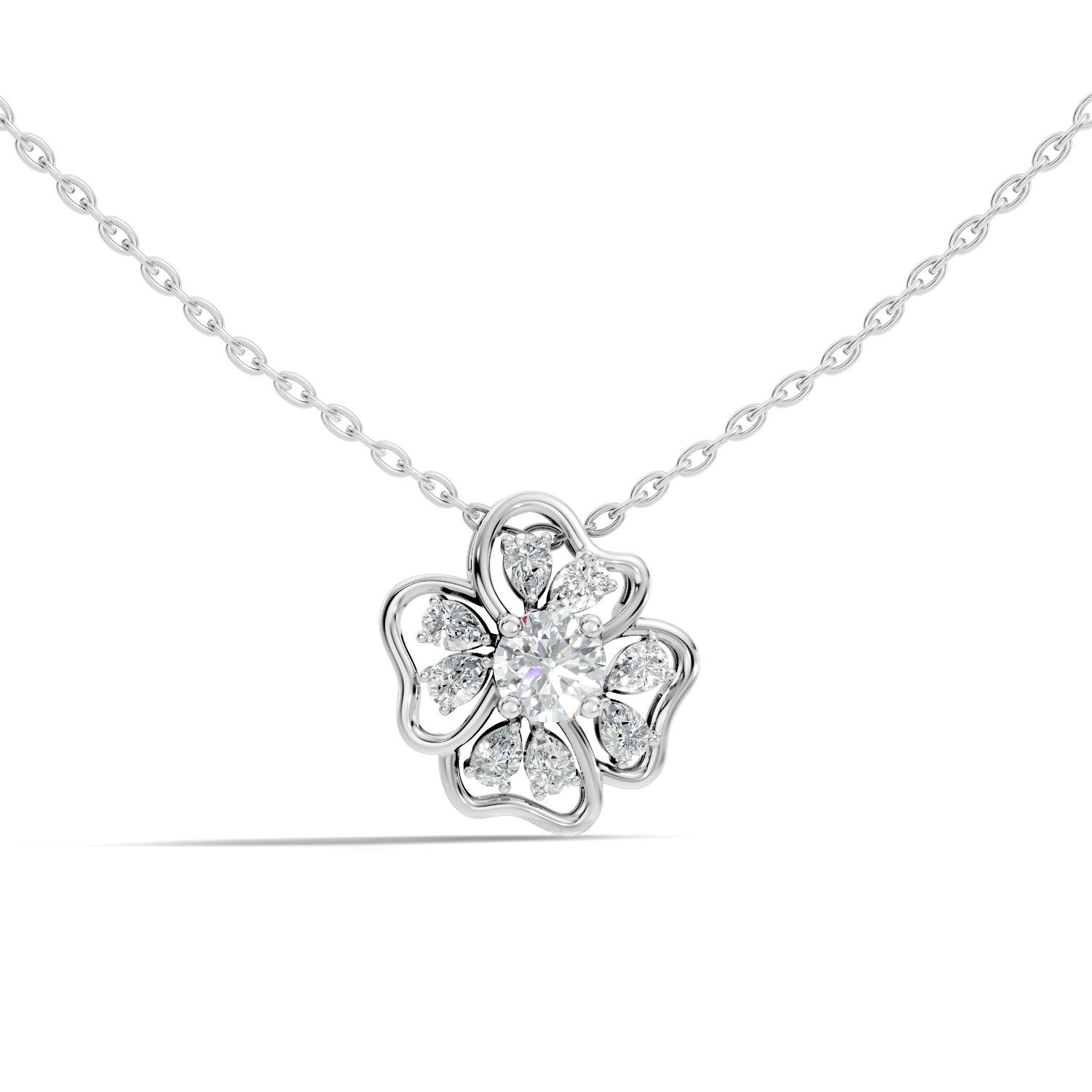 Gold Cluster Setting Pear Lab Grown Diamond Avyra Pendant