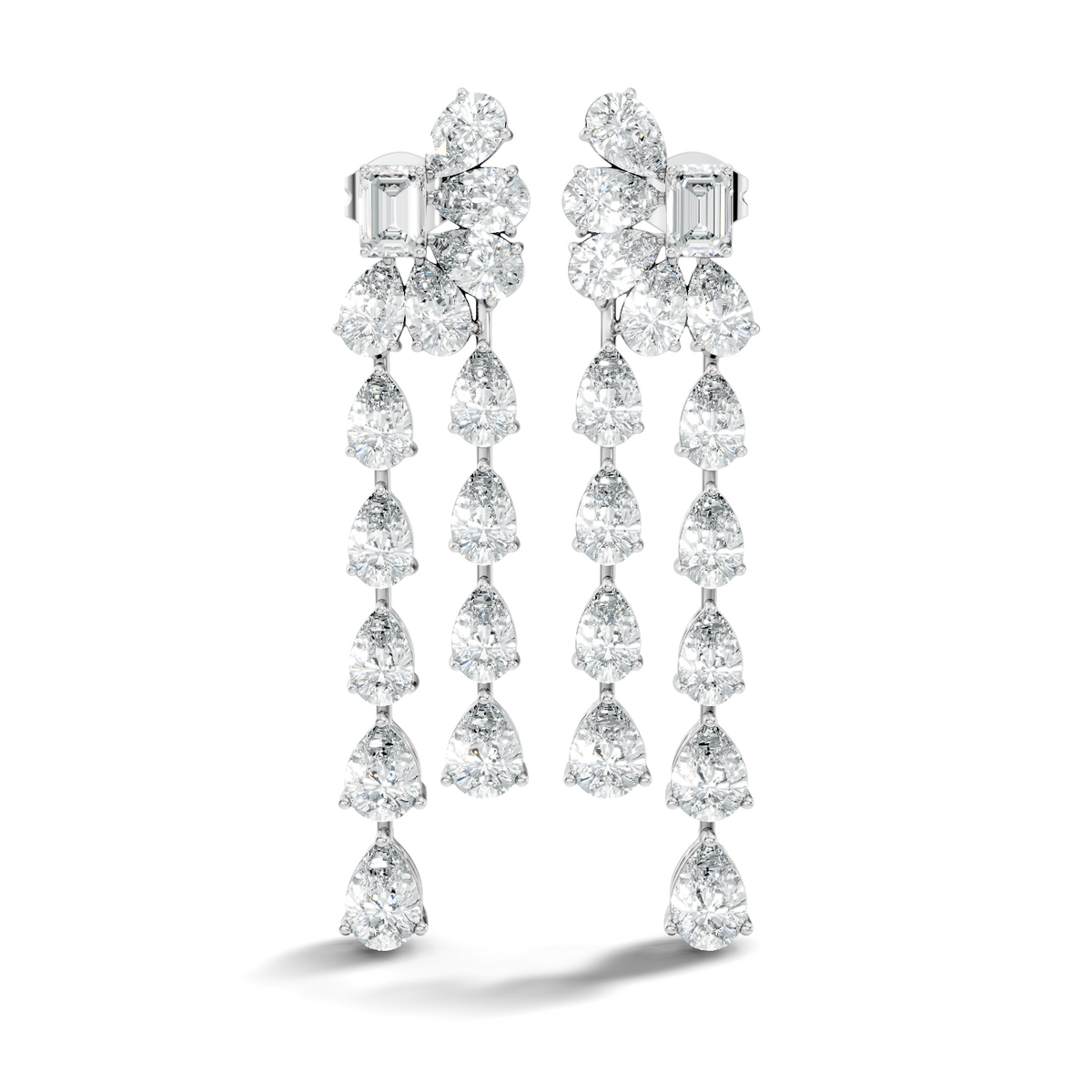 Gold 3Ct Emerald Swirl Cluster Lab Grown Diamond Zoryn Earring