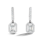Gold 2Ct Halo Drop Emerald Lab Grown Diamond Helor Earring