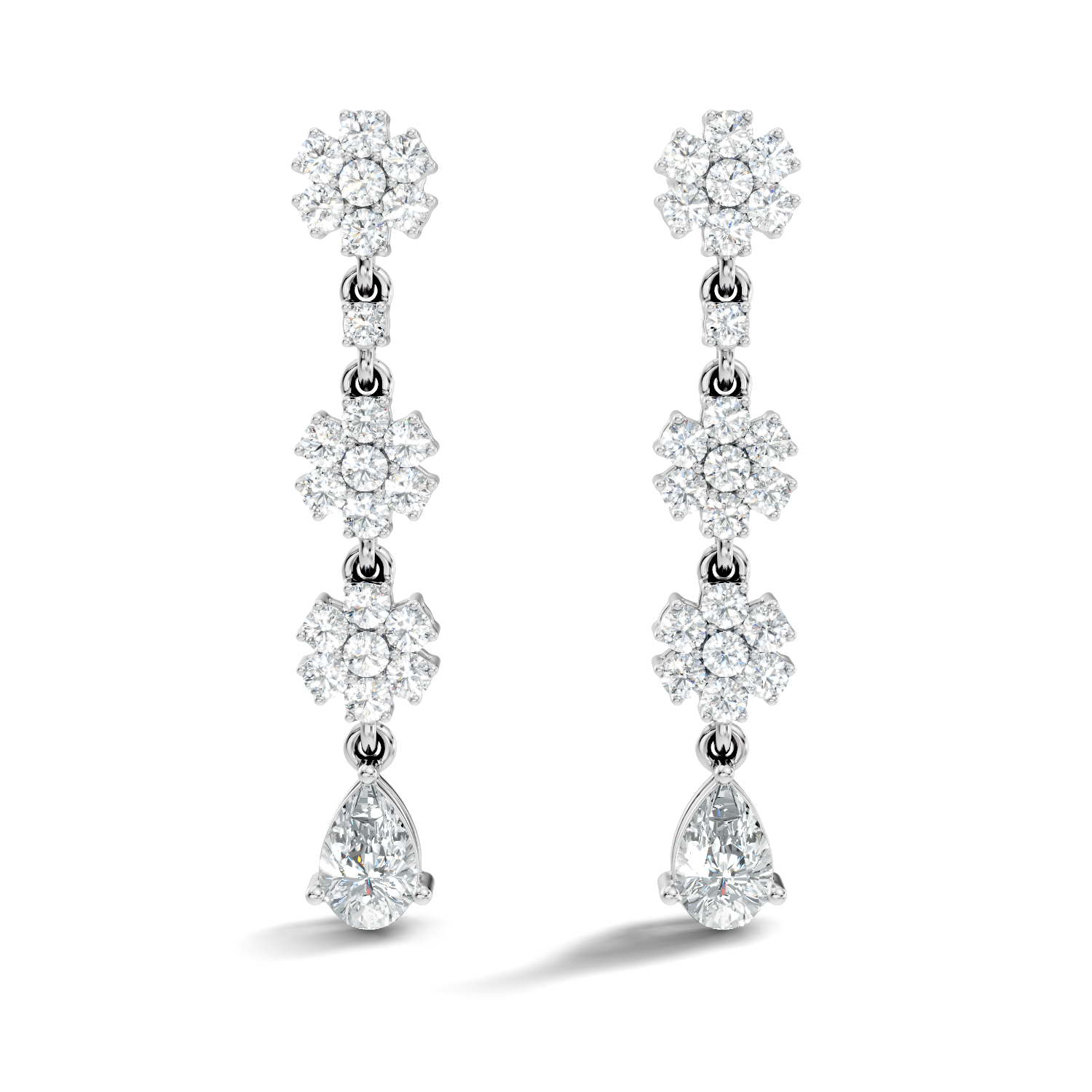 Gold 2Ct Cluster Floral Pear Lab Grown Diamond Dovyn Earring