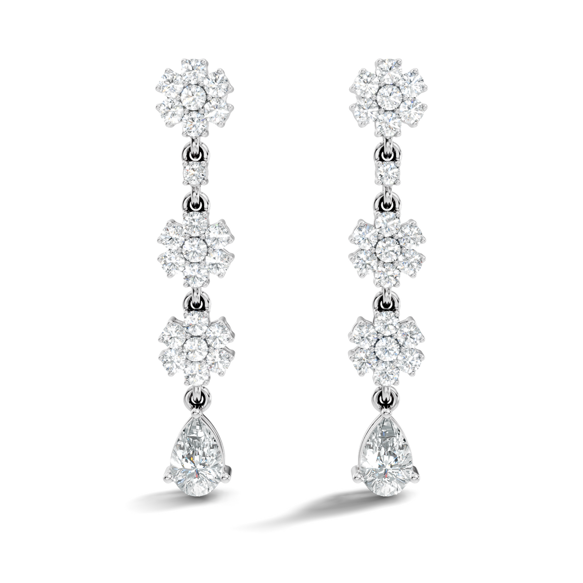 Gold 2Ct Cluster Floral Pear Lab Grown Diamond Dovyn Earring