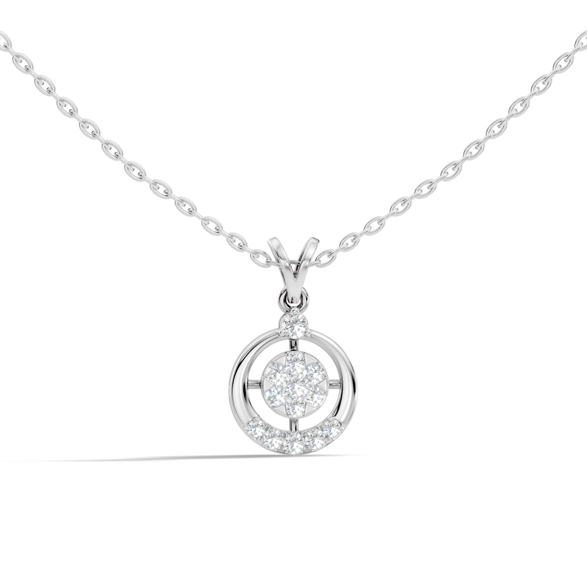 Gold Circle Motif Round Lab Grown Diamond Irya Pendant