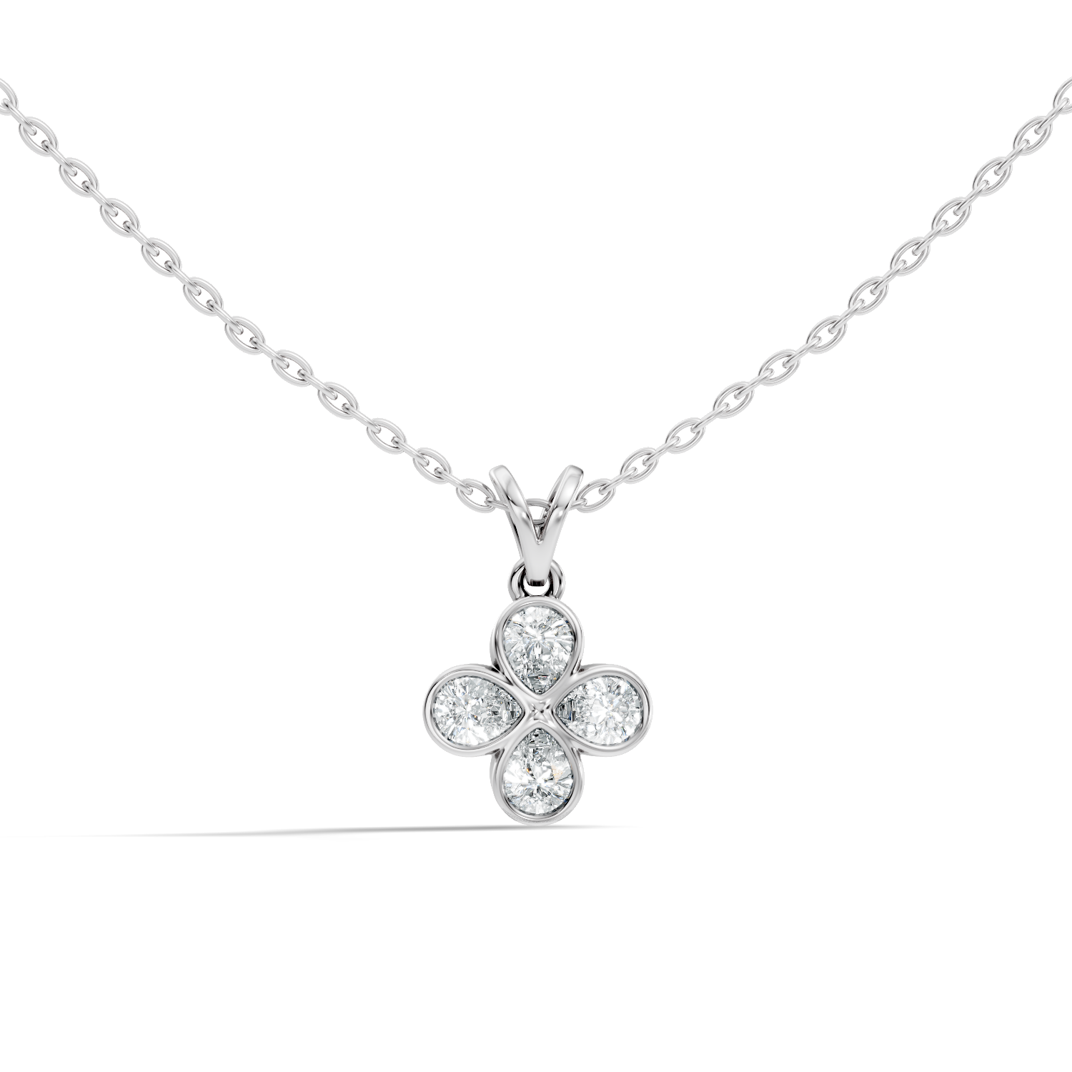 Gold Clover Motif Pear Lab Grown Diamond Revia Pendant