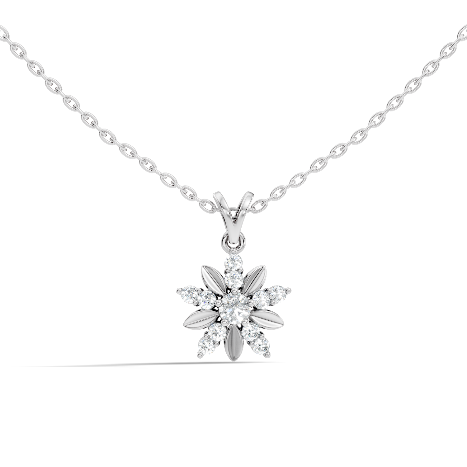 Gold Floral Cluster Round Lab Grown Diamond Orlix Pendant
