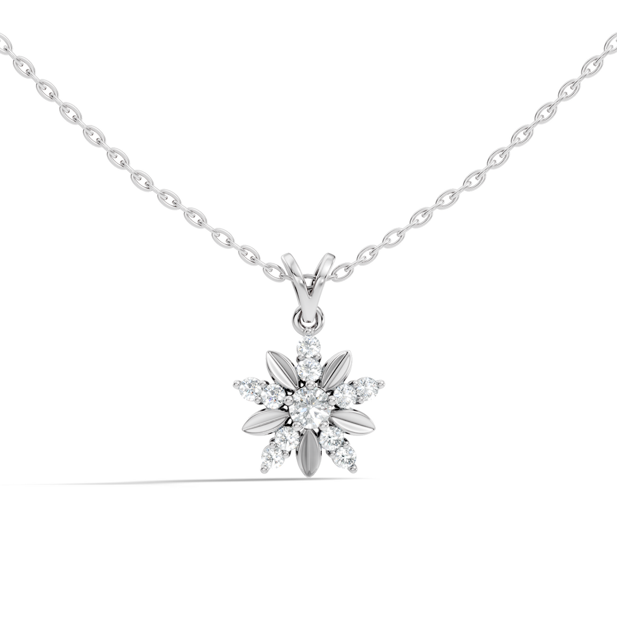Gold Floral Cluster Round Lab Grown Diamond Orlix Pendant