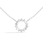 Gold Circle Halo Baguette Lab Grown Diamond Zaira Pendant