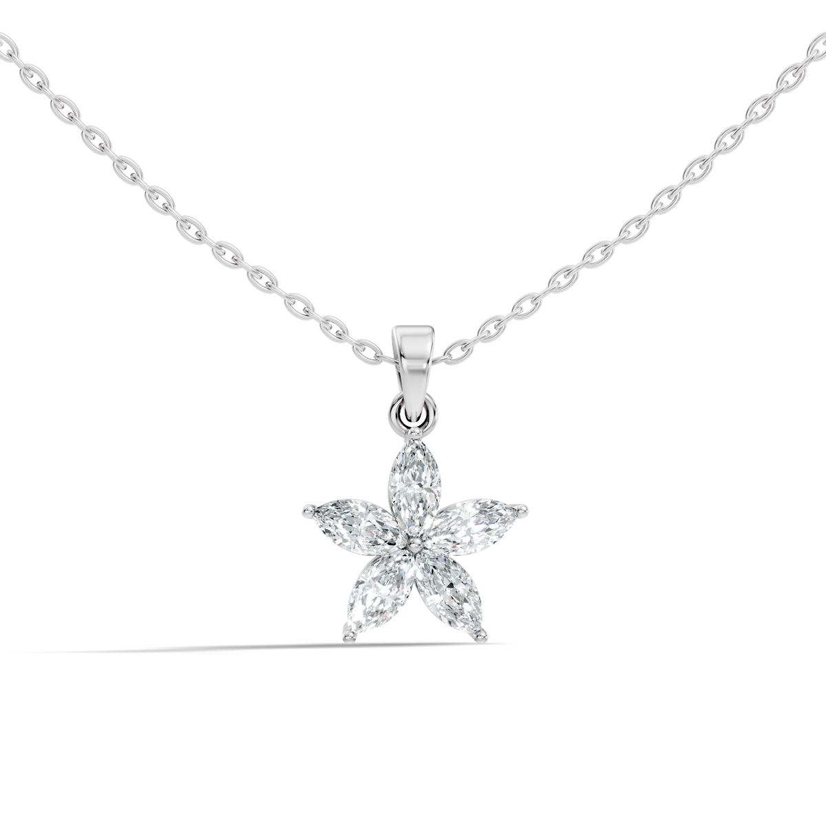 Gold Floral Marquise Lab Grown Diamond Zivon Pendant
