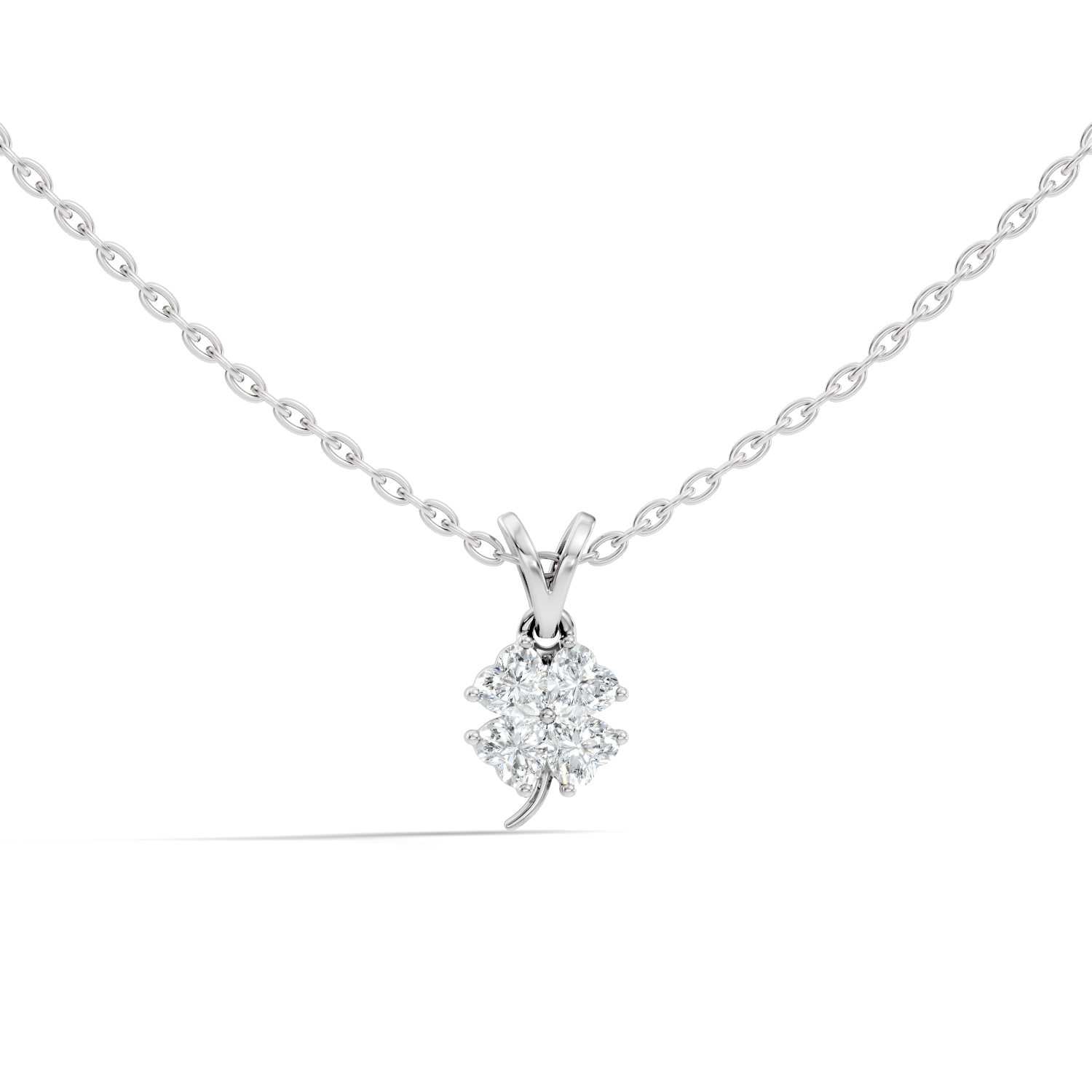 Gold Floral Cluster Prong Setting Heart Lab Grown Diamond Avena Pendant