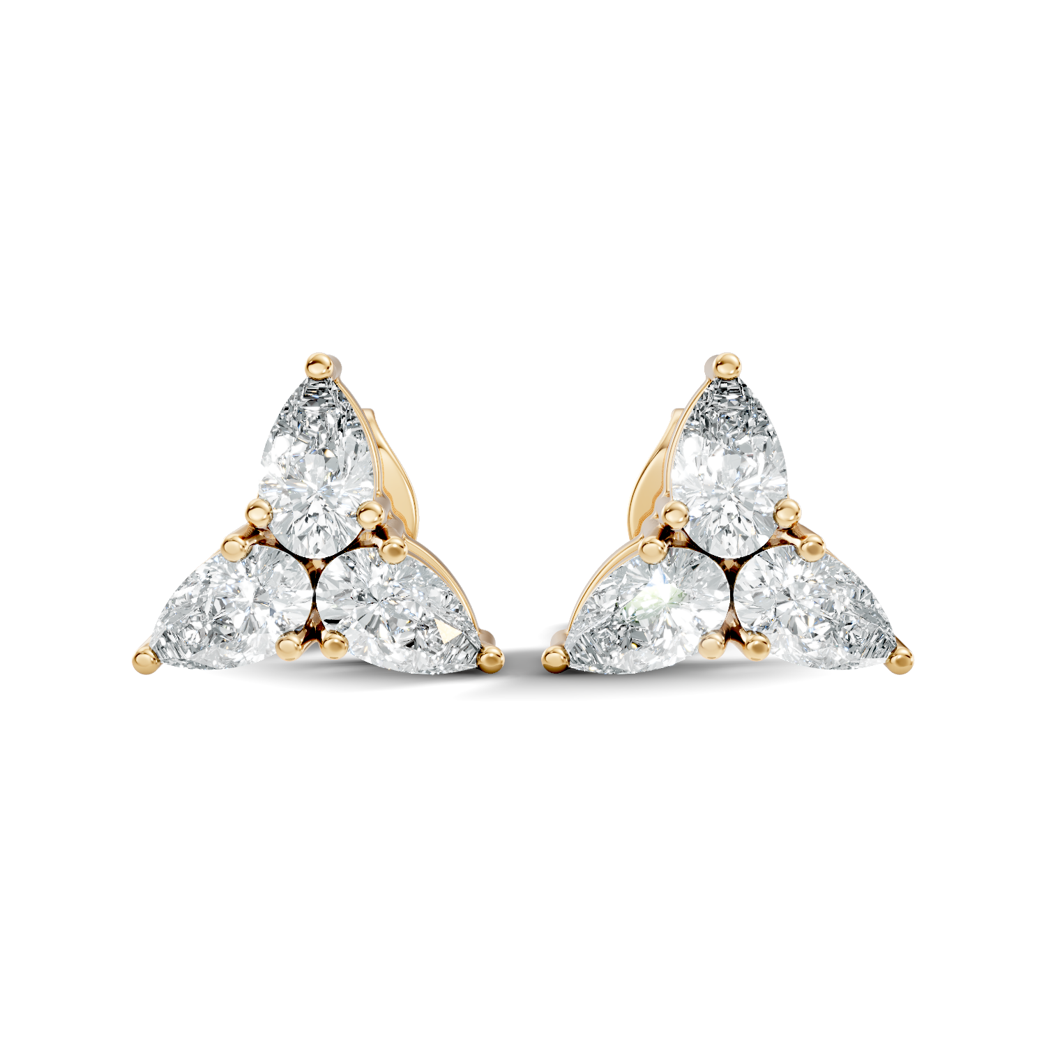 Gold 1Ct Trillion Cluster Design Pear Lab Grown Diamond Jazra Earring