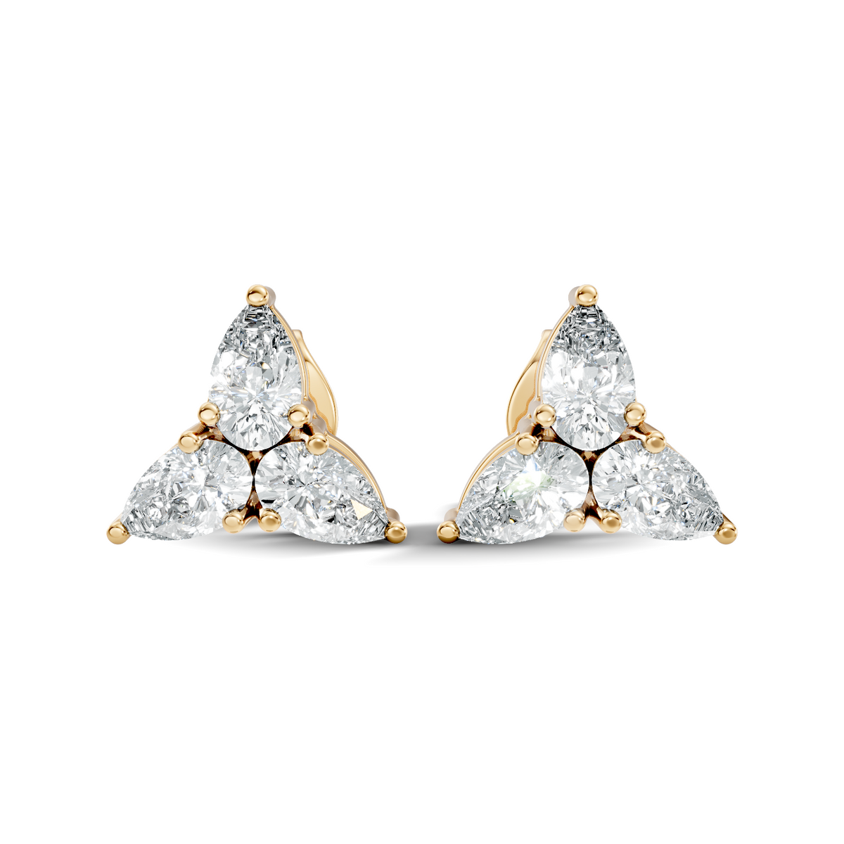 Gold 1Ct Trillion Cluster Design Pear Lab Grown Diamond Jazra Earring