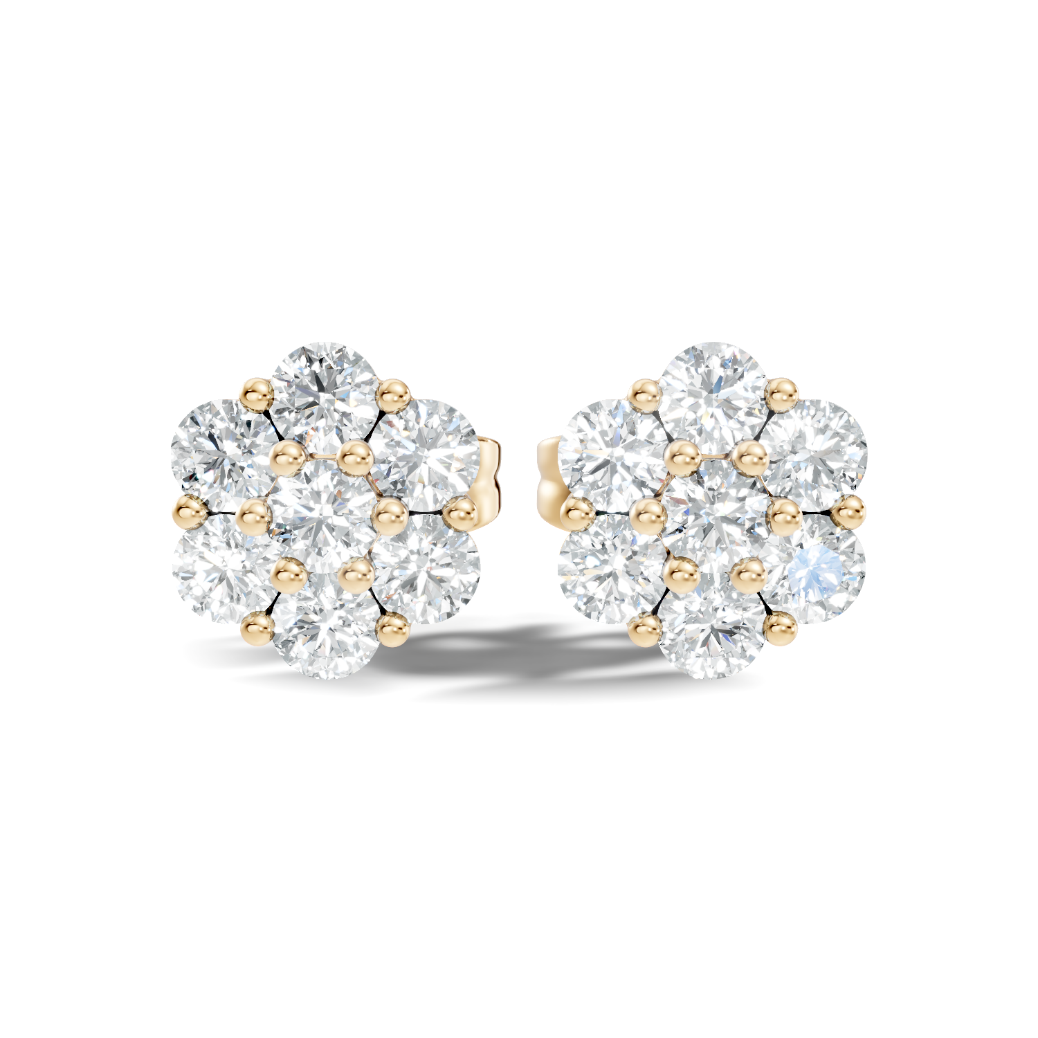 Gold Floral Cluster Design Round Lab Grown Diamond Gavyn Earring