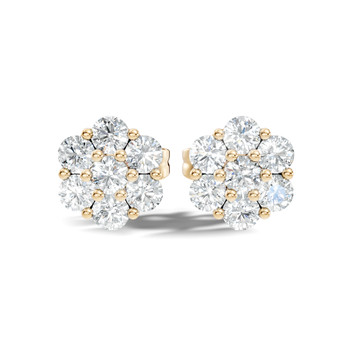 Gold Floral Cluster Design Round Lab Grown Diamond Gavyn Earring