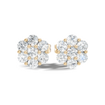 Gold Floral Cluster Design Round Lab Grown Diamond Gavyn Earring