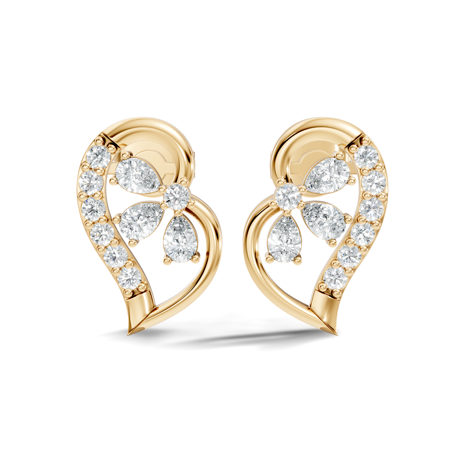 Gold Swirl Petal Pear Lab Grown Diamond Gorix Earring