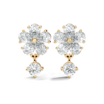 Gold 1Ct Floral Drop Design Pear Lab Grown Diamond Cavex Earring