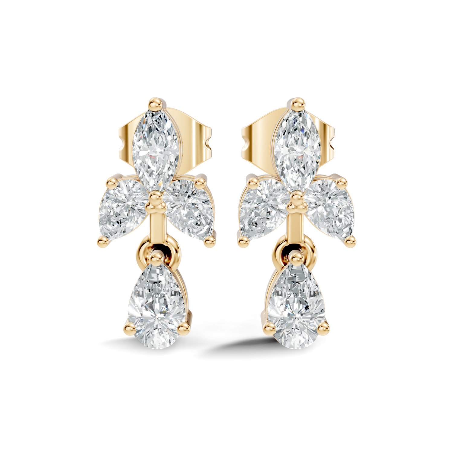 Gold Floral Drop Design Marquise Lab Grown Diamond Arvex Earring