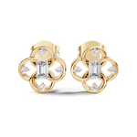 Gold Petal Swirl Emerald Lab Grown Diamond Flira Earring