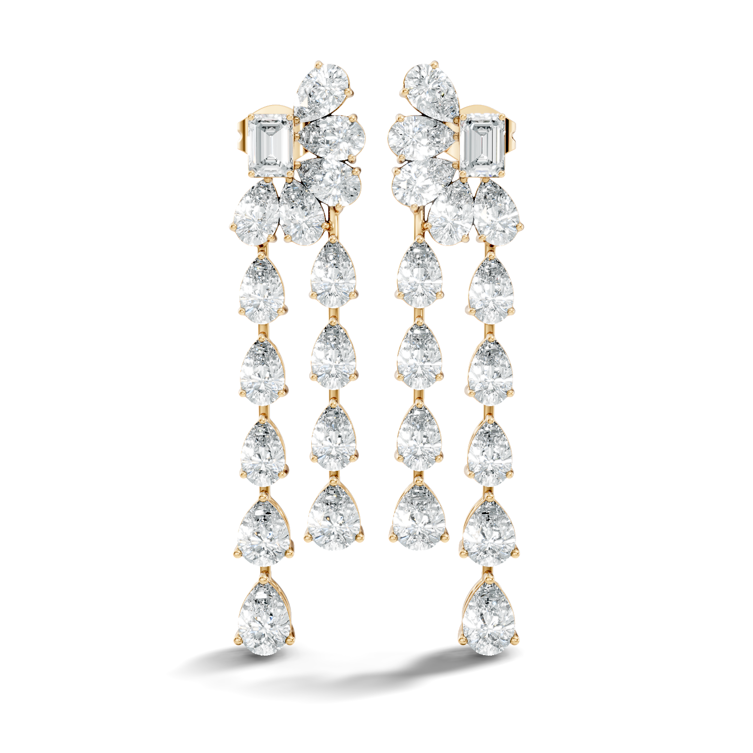 Gold 3Ct Emerald Swirl Cluster Lab Grown Diamond Zoryn Earring
