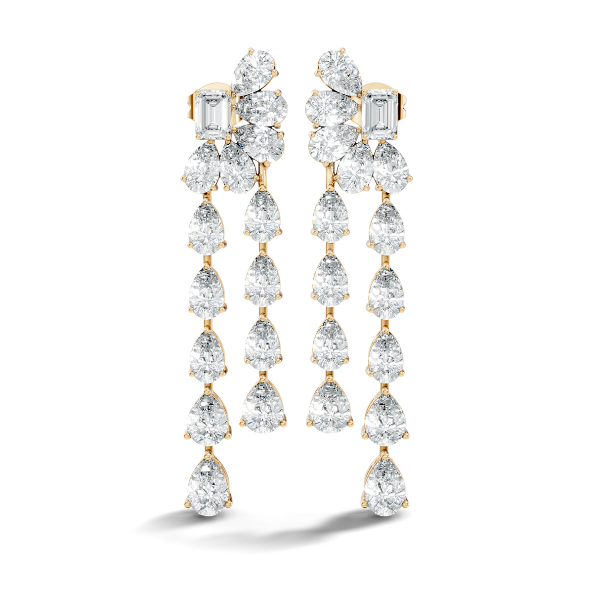Gold 3Ct Emerald Swirl Cluster Lab Grown Diamond Zoryn Earring