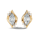 Gold 2Ct Swirl Petal Leaf Marquise Lab Grown Diamond Helix Earring