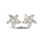 Gold Floral Petal Design Marquise Lab Grown Diamond Elzor Earring