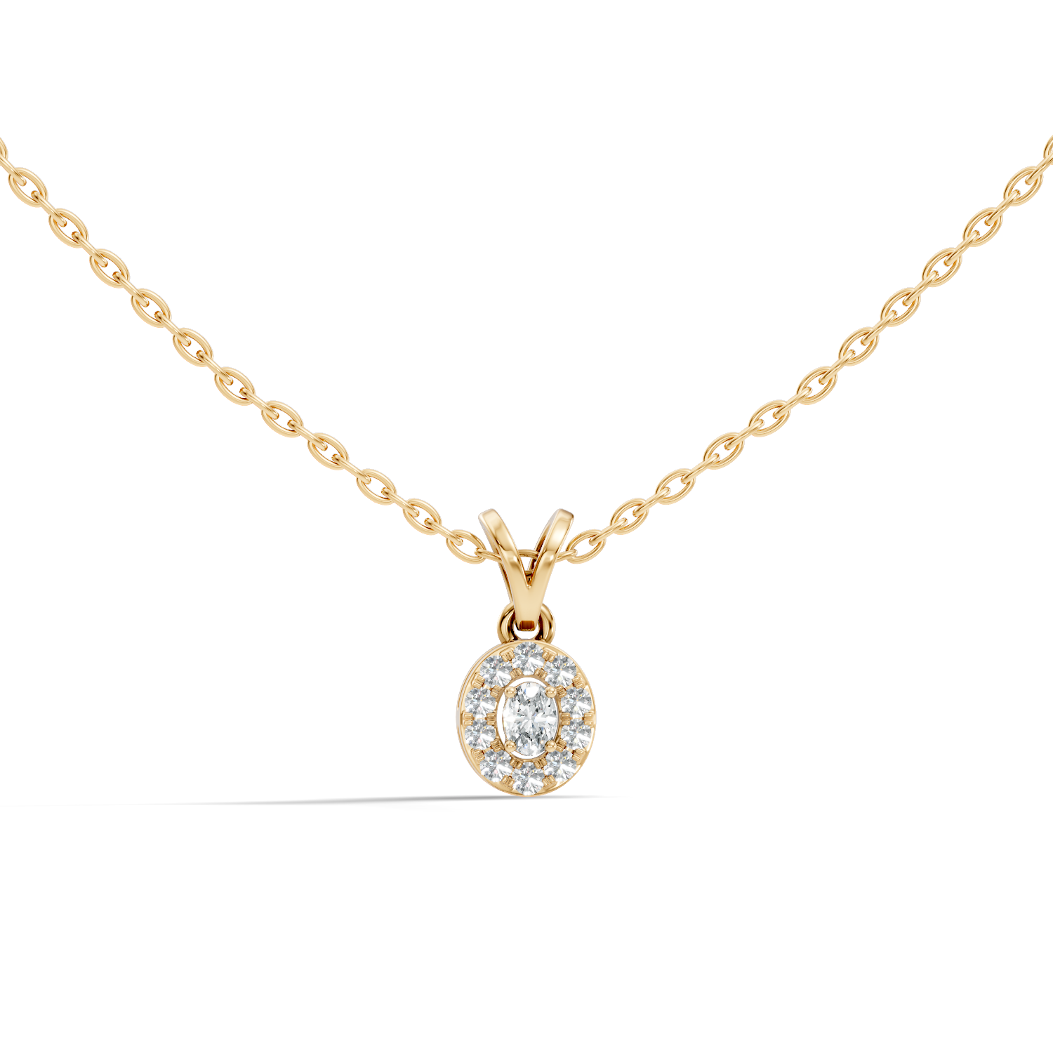 Gold Halo Oval Lab Grown Diamond Elura Pendant