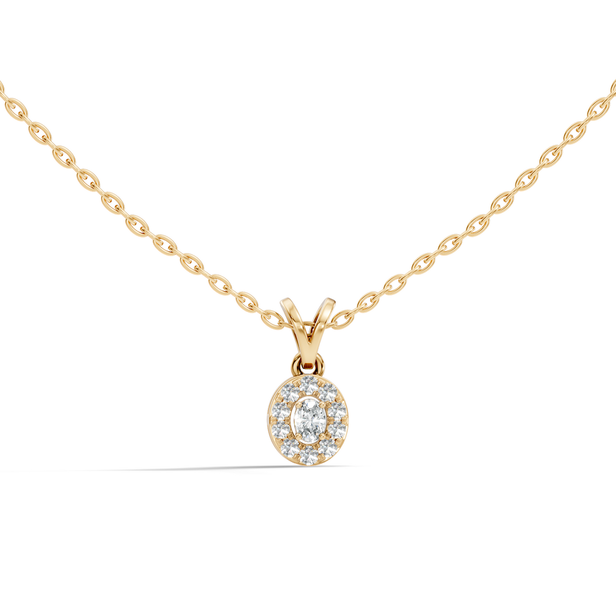 Gold Halo Oval Lab Grown Diamond Elura Pendant