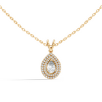 Gold Double Halo Pear Lab Grown Diamond Lyxen Pendant