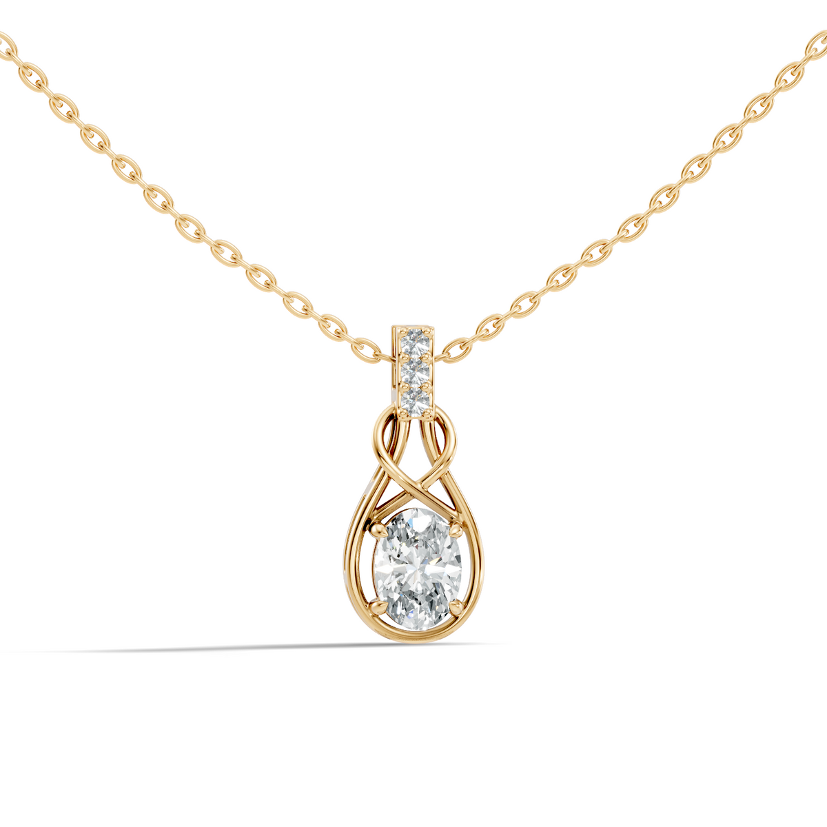 Gold Solitaire Drop Oval Lab Grown Diamond Noira Pendant