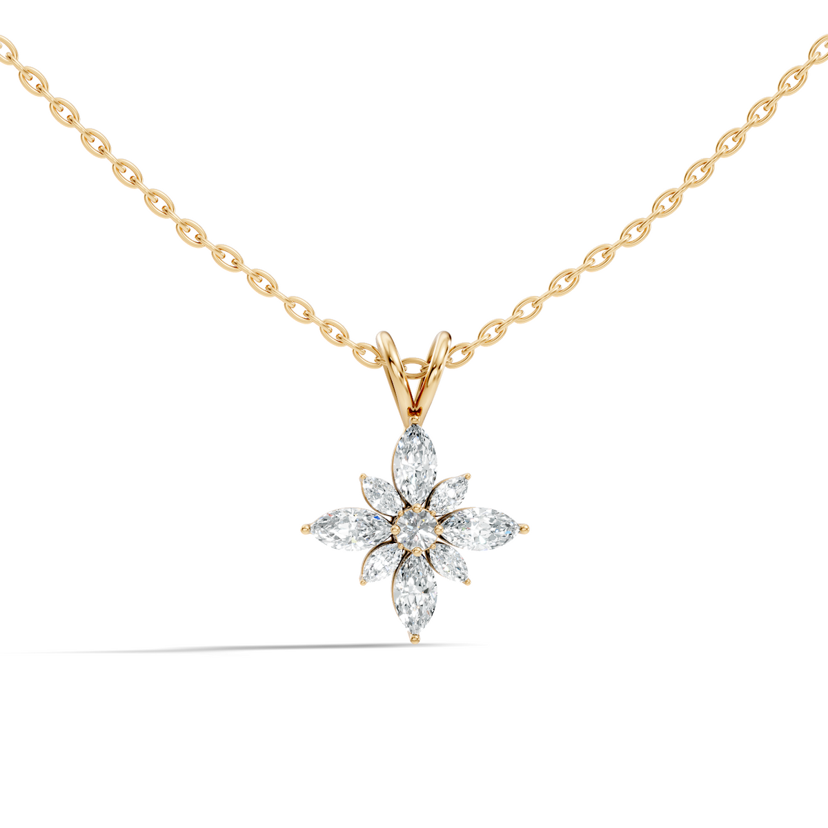 Gold Floral Marquise Lab Grown Diamond Sivra Pendant