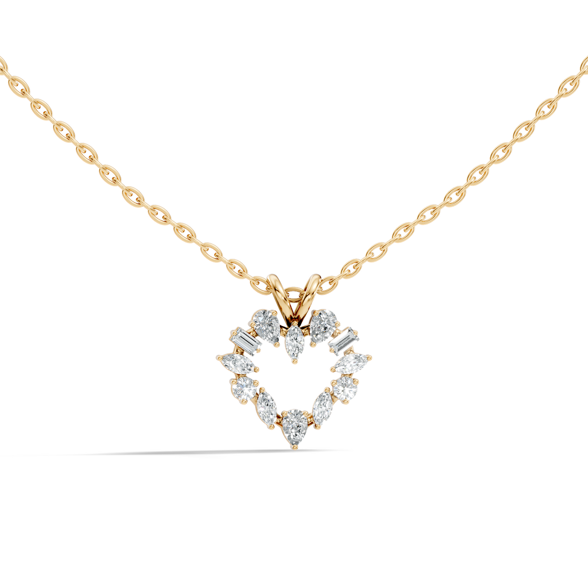 Gold Open Halo Pear Lab Grown Diamond Azeny Pendant