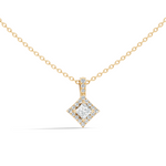 Gold Halo Setting Princess Lab Grown Diamond Arlyn Pendant
