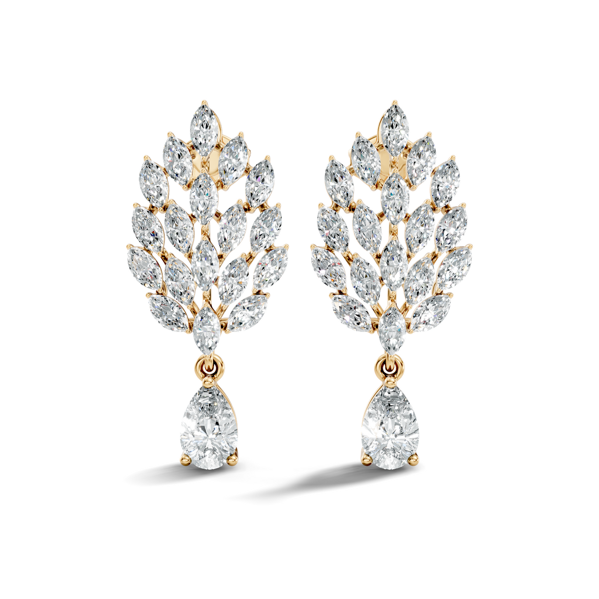 Gold 2Ct Marquise Petal Cluster Lab Grown Diamond Loryx Earring