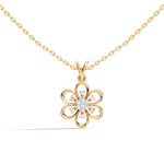 Gold Floral Openwork Round Lab Grown Diamond Nixra Pendant