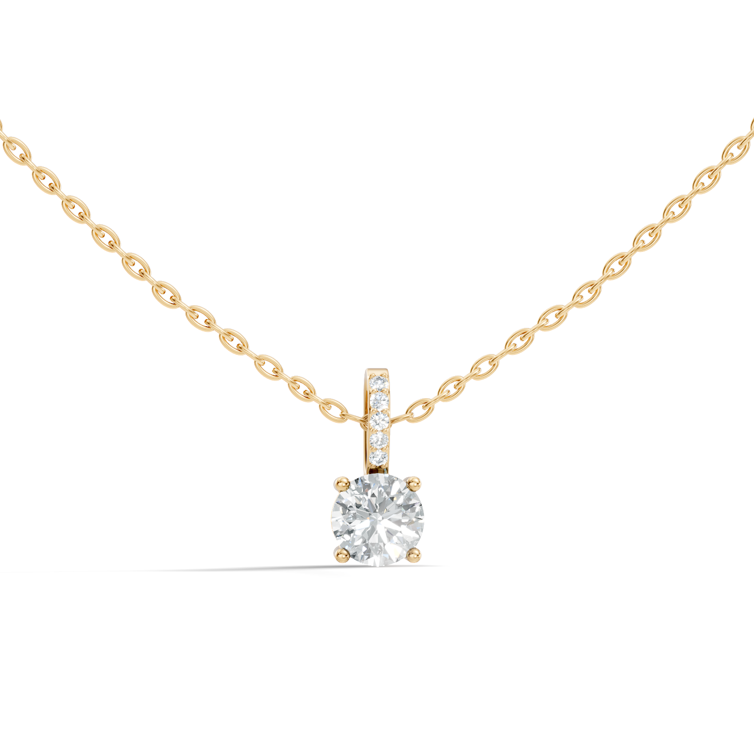 Gold Solitaire Bail Round Lab Grown Diamond Kyree Pendant
