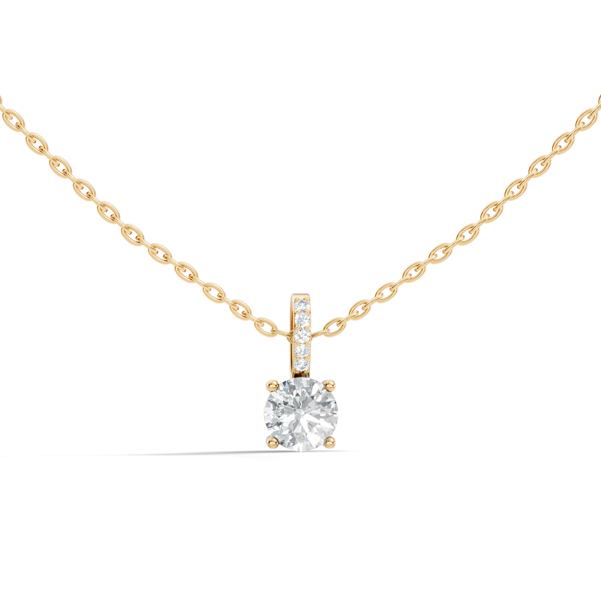 Gold Solitaire Bail Round Lab Grown Diamond Kyree Pendant
