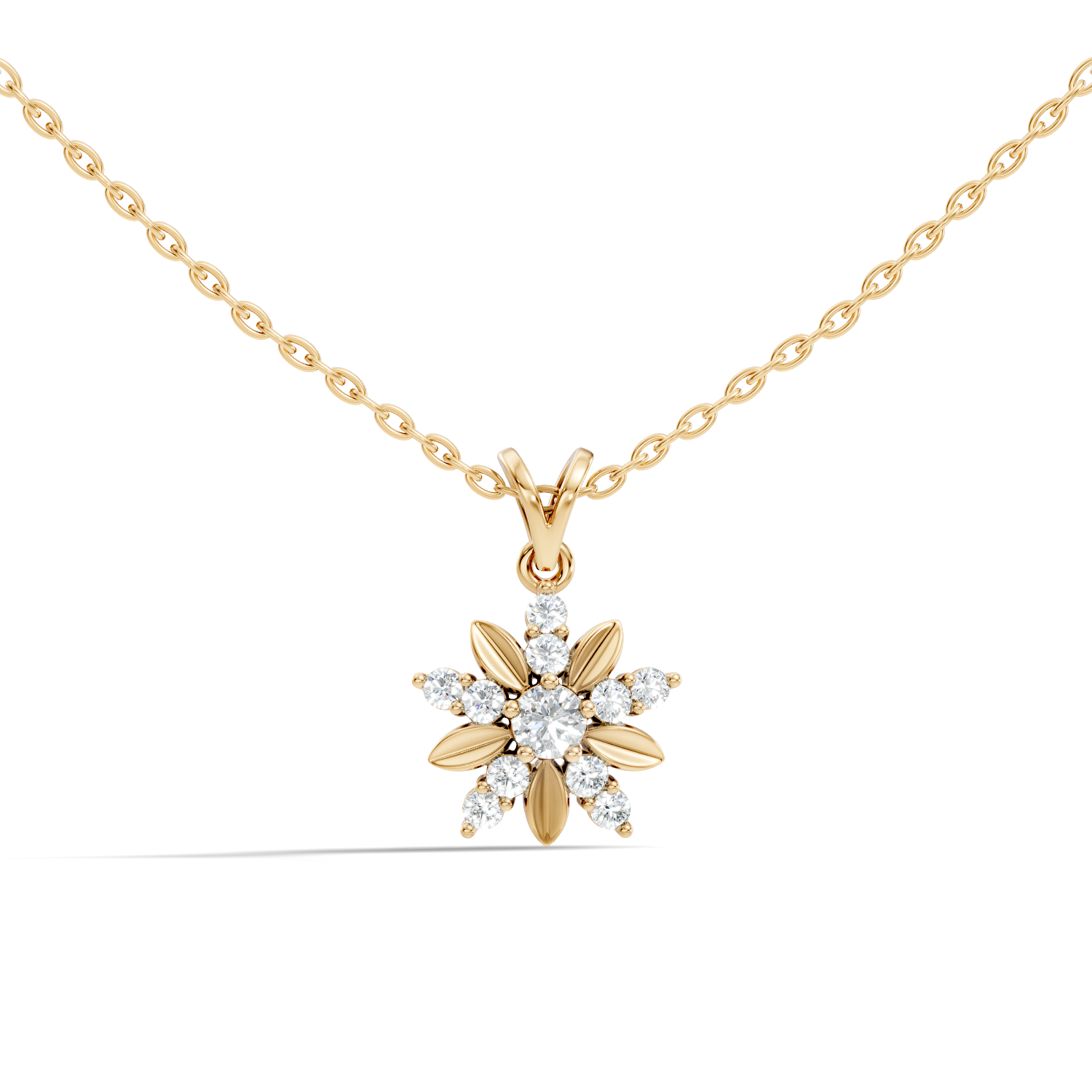 Gold Floral Cluster Round Lab Grown Diamond Orlix Pendant